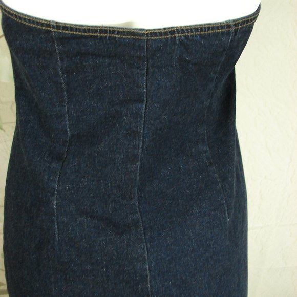 Like New Gas Co Stretch Denim Halter Dress Dark Wash Size 9 Summer Jean Dress - Picture 6 of 11